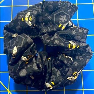 Bee print and black scrunchies